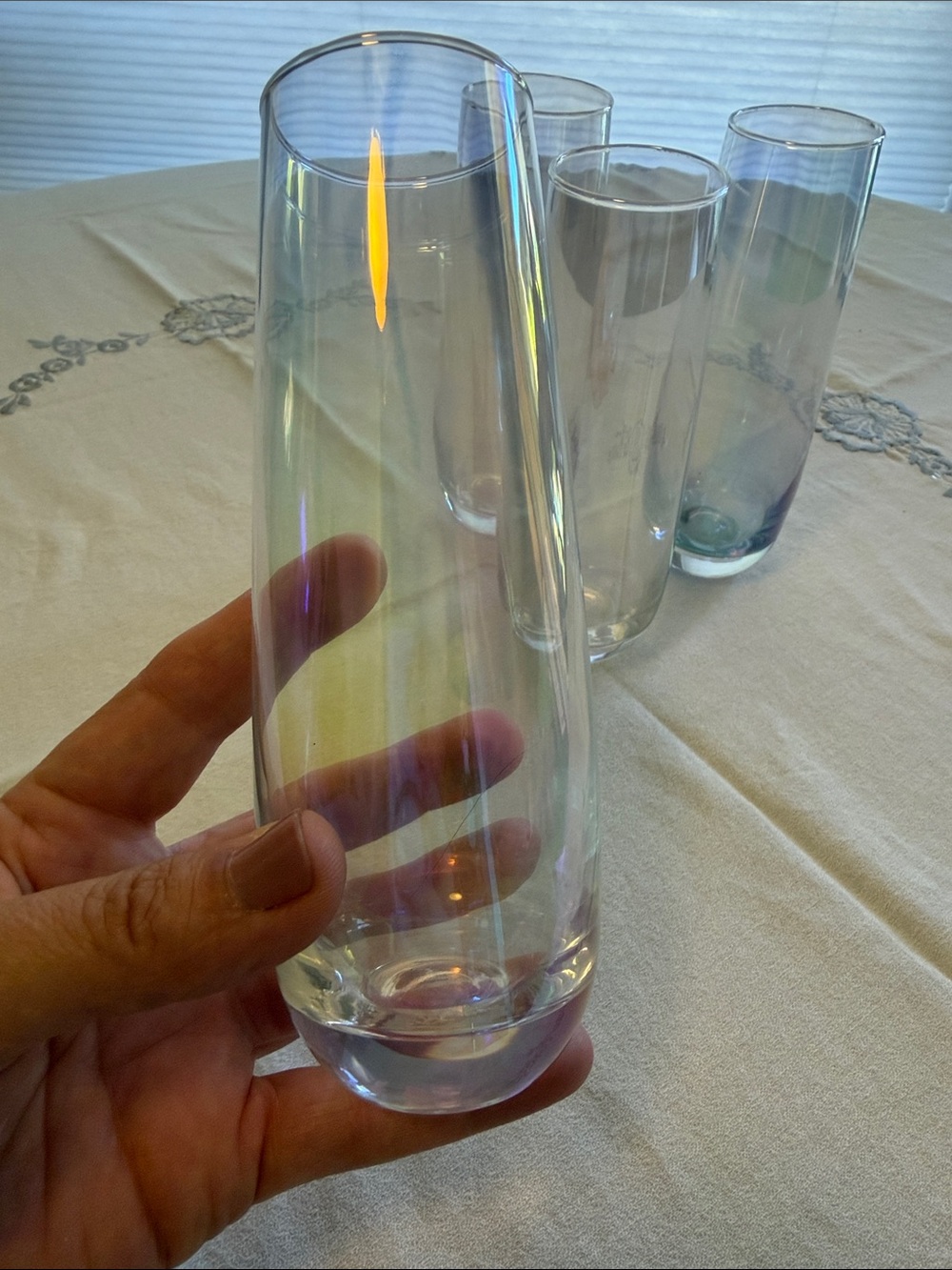 Set of 4 Tall Iridescent Drinking Glasses